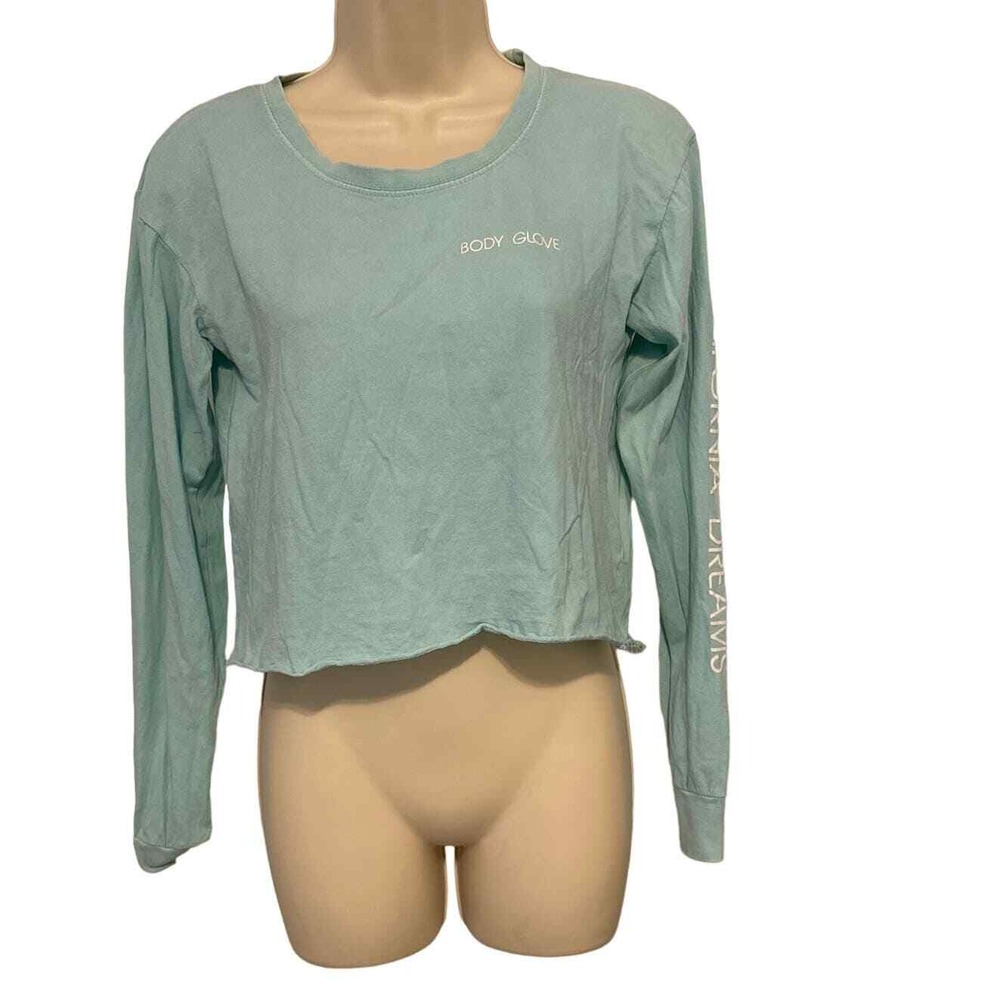 Body Glove Womens XS Aqua Blue California‎ Dreams Long Sleeve Crop Top BG5456